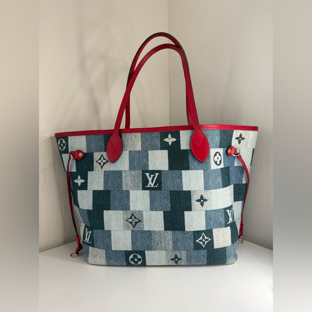 LOUIS VUITTON Denim Damier Monogram Patchwork Neverfull